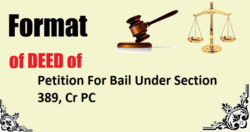 Petition For Bail Under Section 389, Cr PC Deed Format
