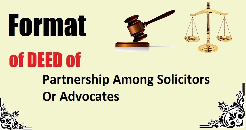 Partnership Among Solicitors Or Advocates Deed Format